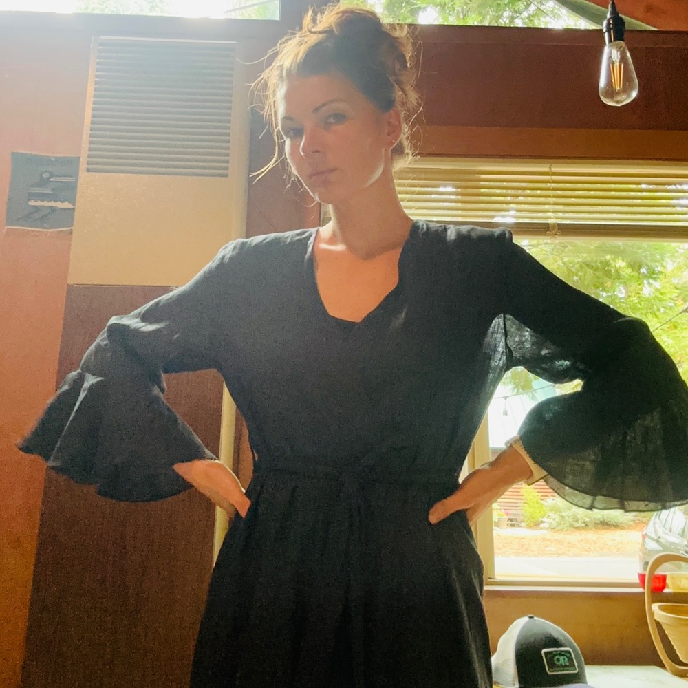 Sleeper Black Linen Luxury Dress Robe